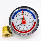 Термоманометр аксиальный "TIM" D63мм, (0℃ - 120℃)